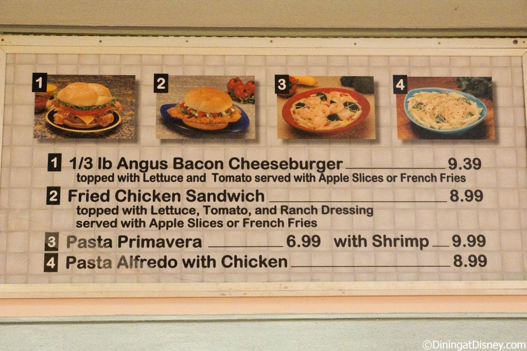 Tomorrowland Terrace lunch/dinner menu