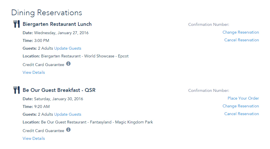 Disney Advanced Dining Reservations can now be modified