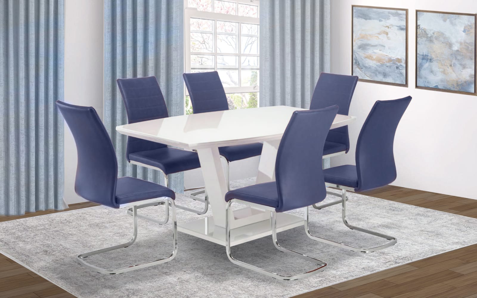 Modern Dining Table Blue Dining Set ???885 on DiningTables.ie