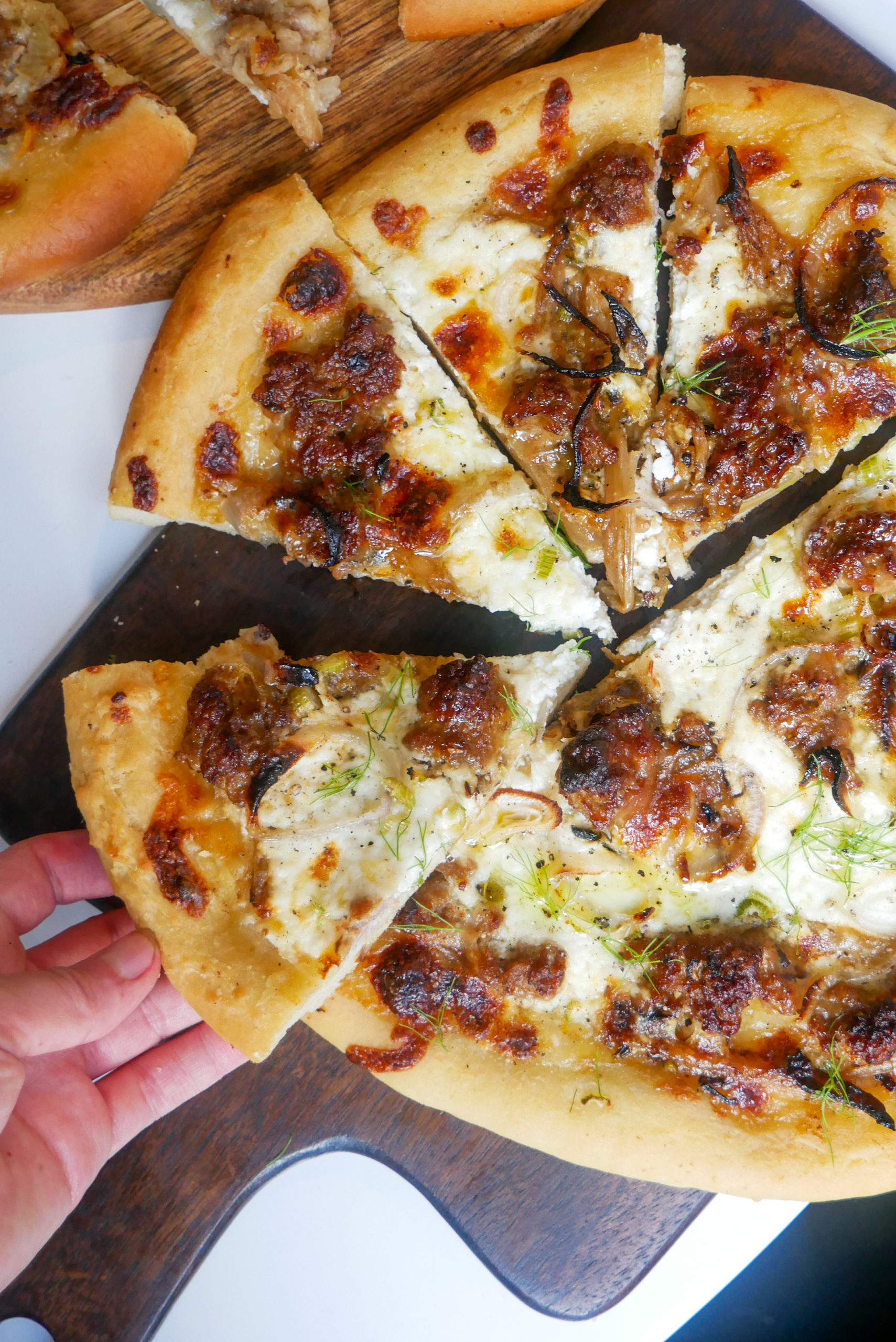 Fennel and Sausage White Pizza Dining with Skyler