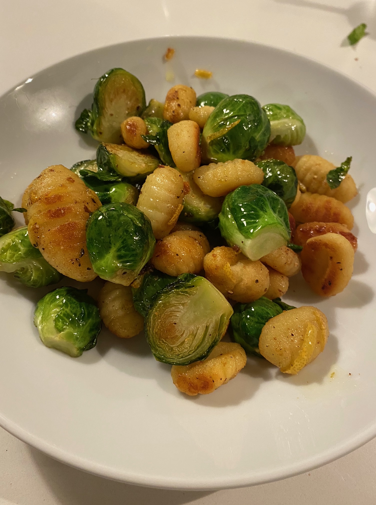 Crispy Gnocchi with Brussels Sprout Dinner at Our Place
