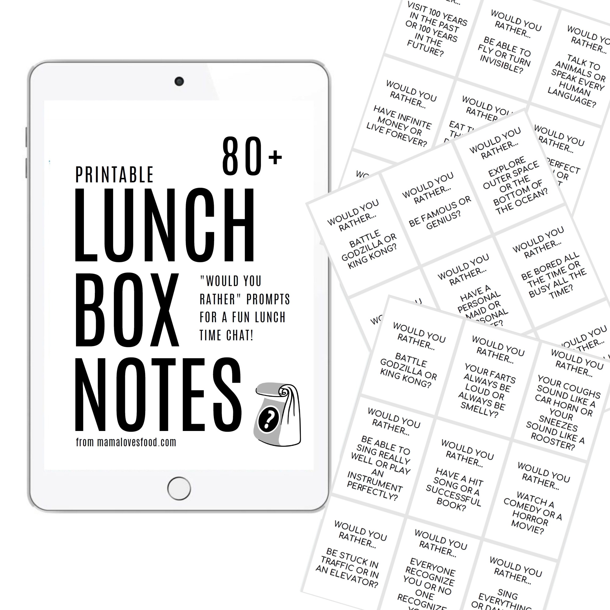 "Would You Rather" Printable Lunch Box Notes Mama Loves Food + Dinner