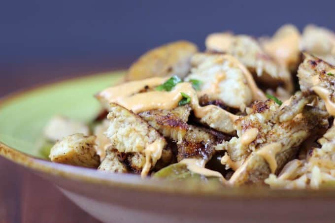 Easy Chicken Fajita Rice Bowls with Spicy Crema Dinner, then Dessert
