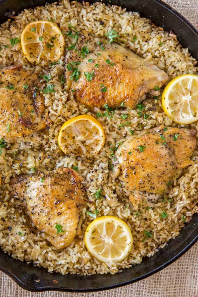 One Pot Greek Chicken and Rice Dinner, then Dessert