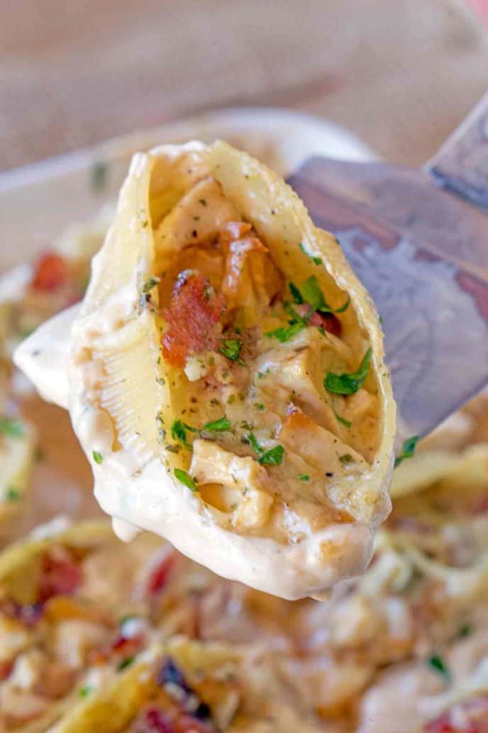 Chicken Bacon Ranch Stuffed Shells Dinner, then Dessert