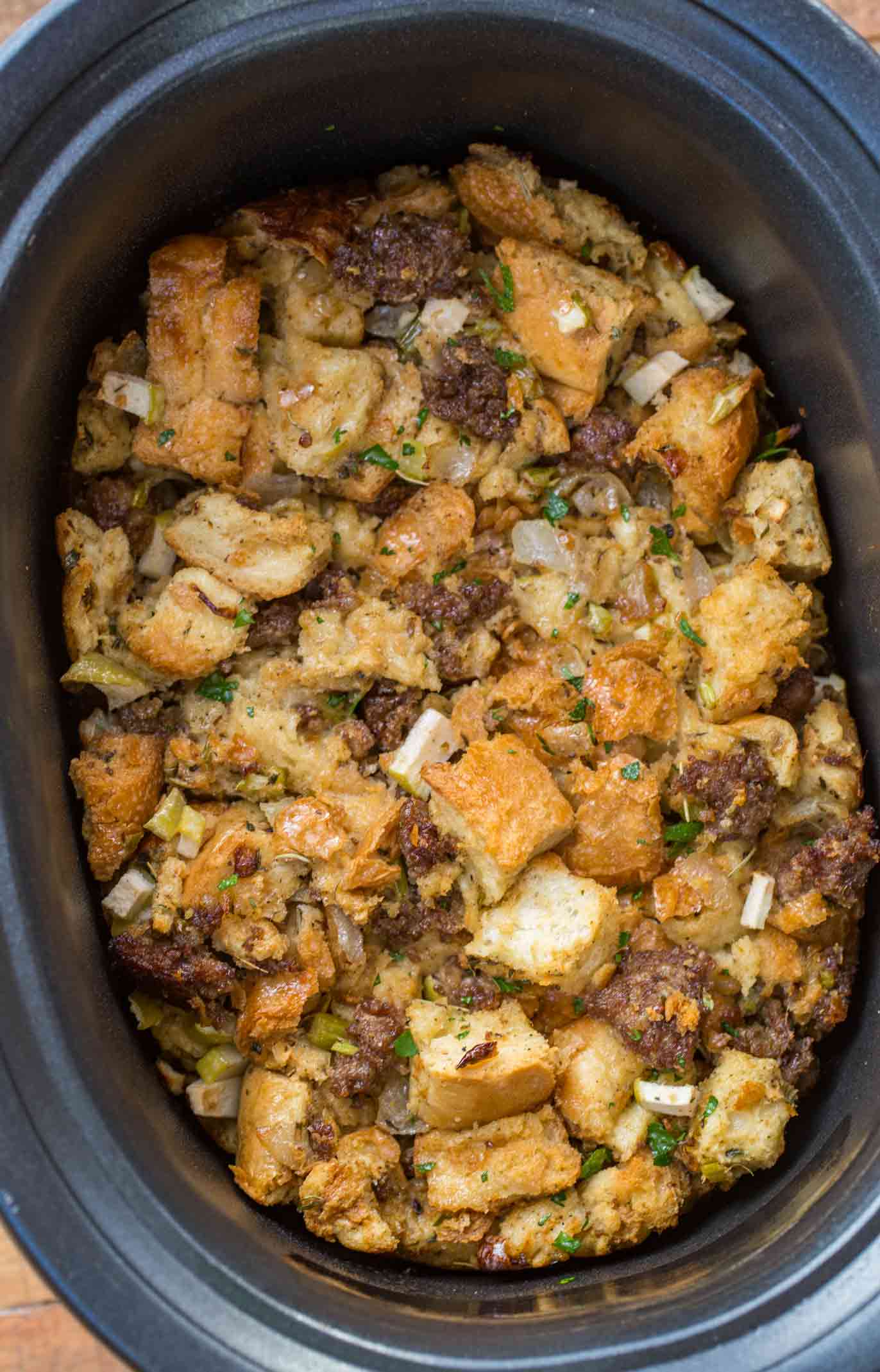 Slow Cooker Stuffing Dinner, then Dessert