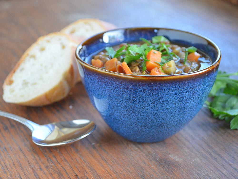 Vegetarian Soup Sampler French Lentil and Wild Mushroom Soup, Split