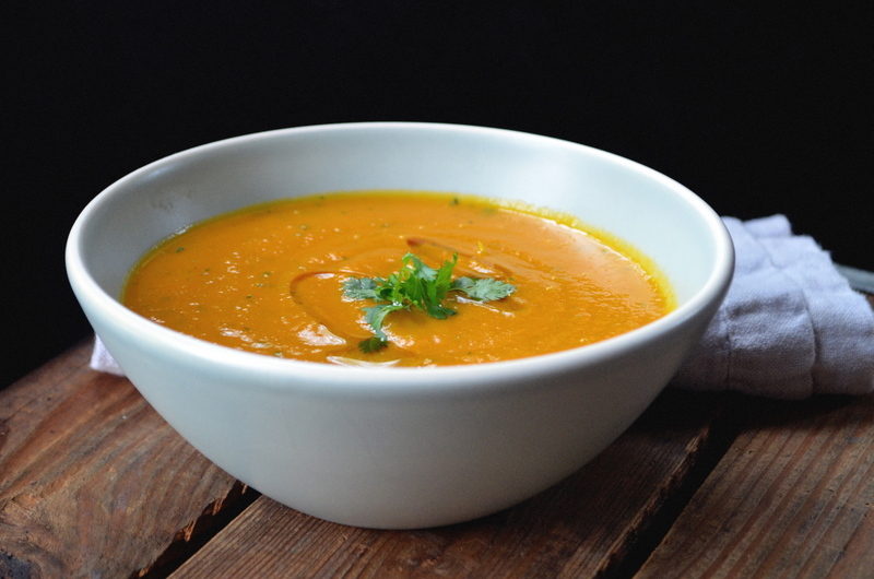 Roasted Carrot Soup with Cilantro and Coconut Milk Dinner with Aura
