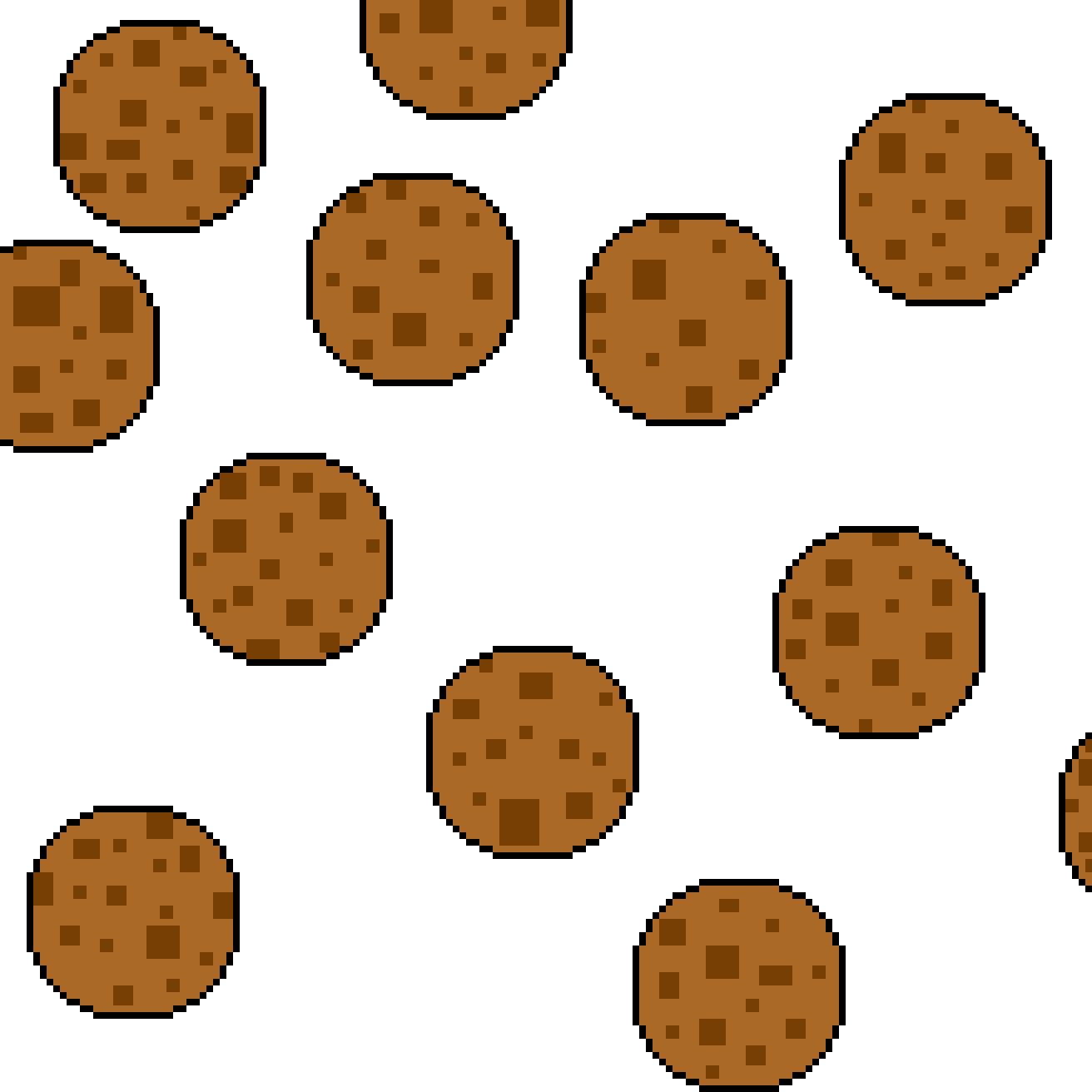 Raining cookies from the cookie clicker game pixel art