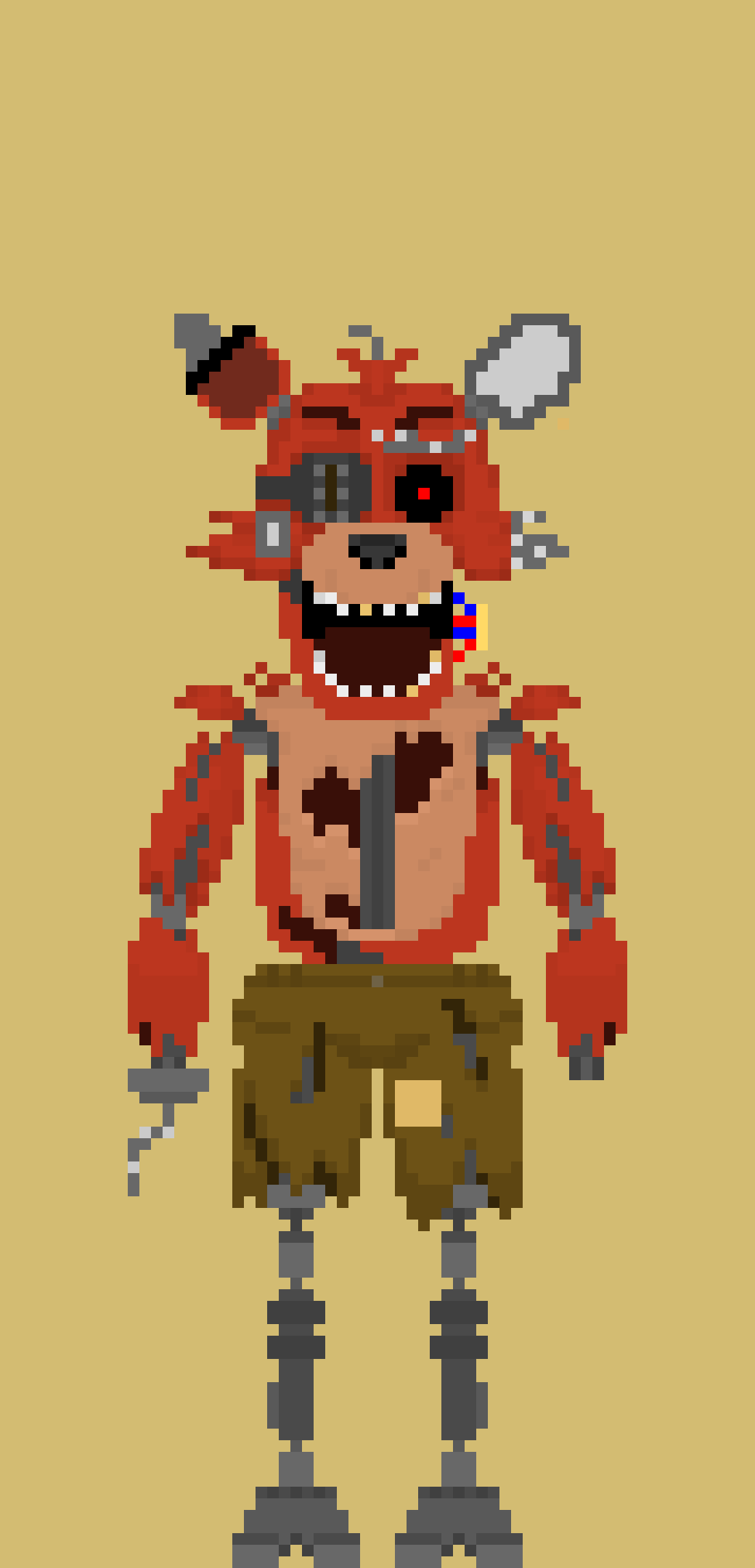 Destroyed foxy finished pixel art