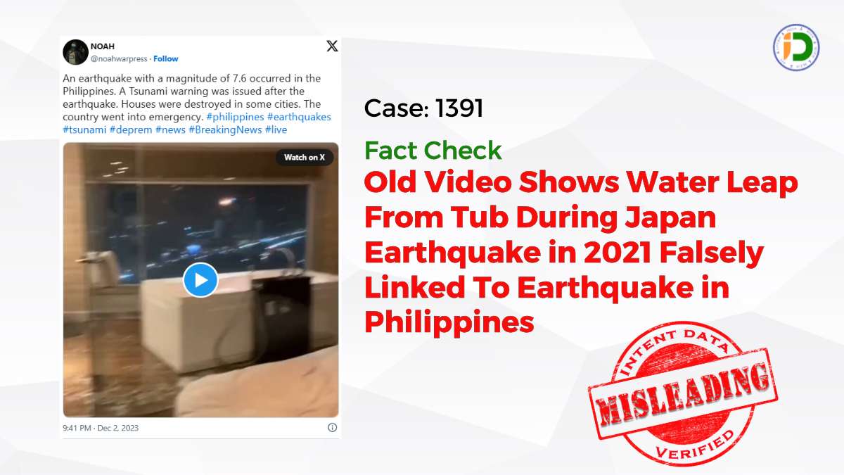 Earthquake in the Philippines shows water spilling out of a bathtub?