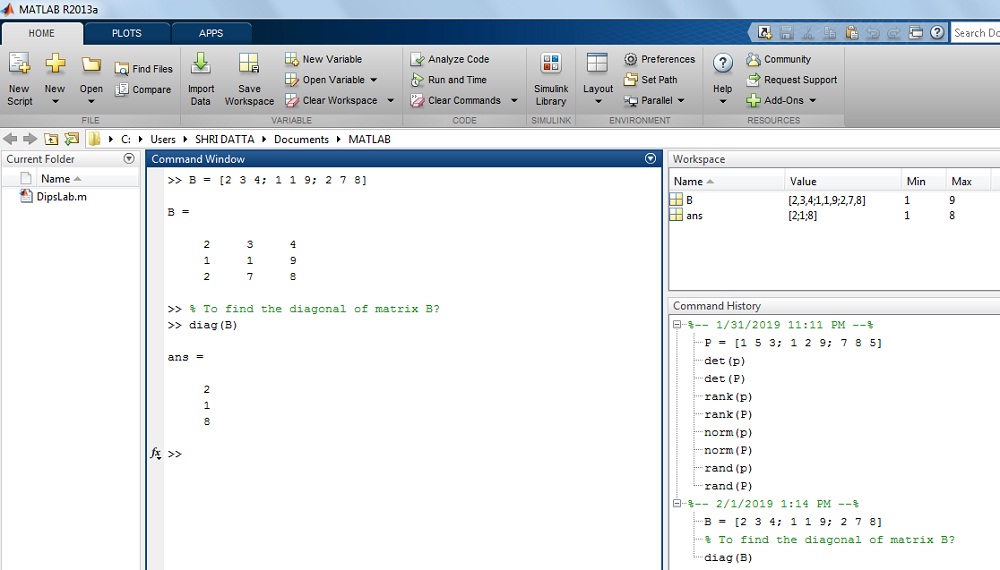 Creating Matrix Matlab