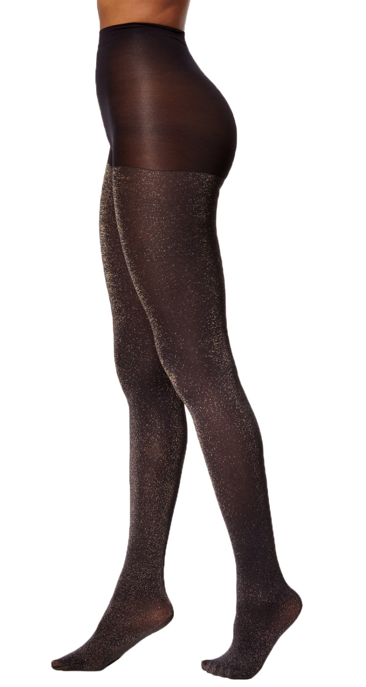 Hue Women's Black Silver Glitter ControlTop Tights