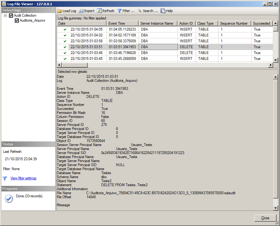 Auditoria no SQL Server (Server Audit) Dirceu Resende