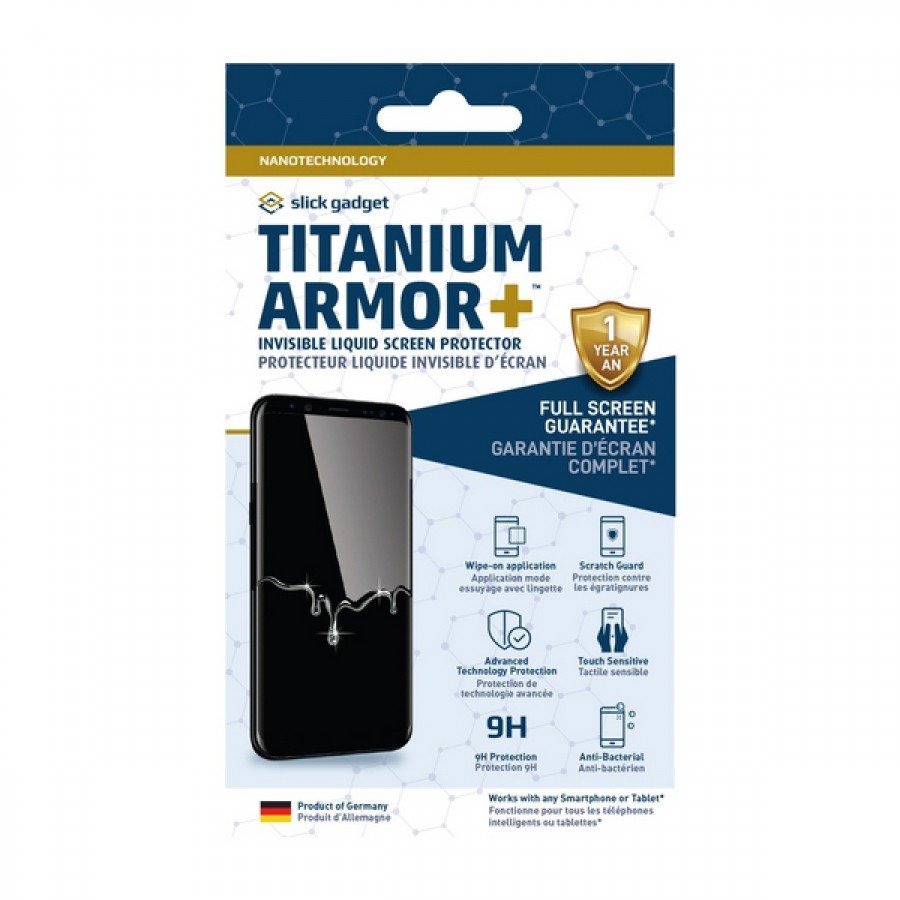 Slick Gadget Titanium Armor Plus Liquid Screen Protector with 100 screen replacement warranty