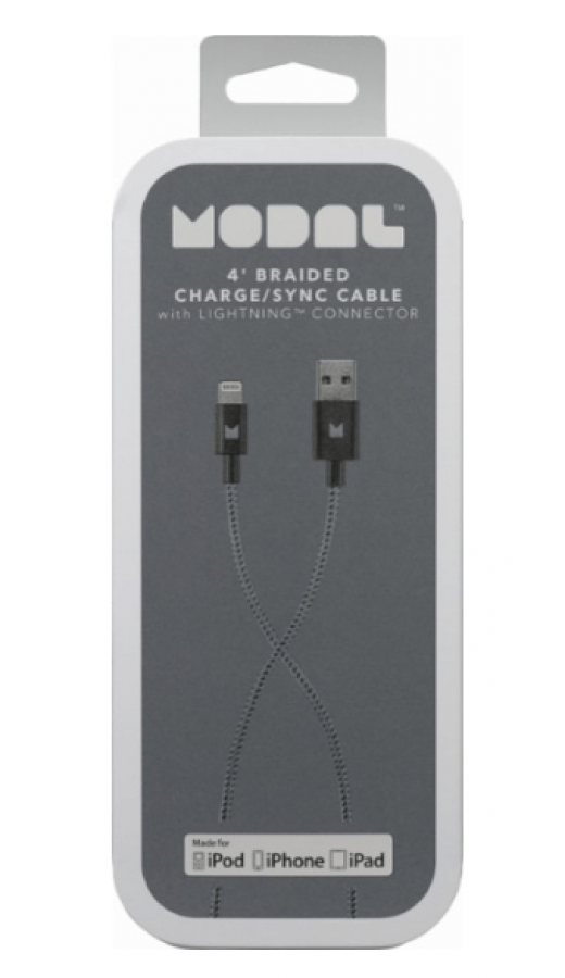 Modal 4' Braided Lightning Cable Gray/Black Cell Phone Repair