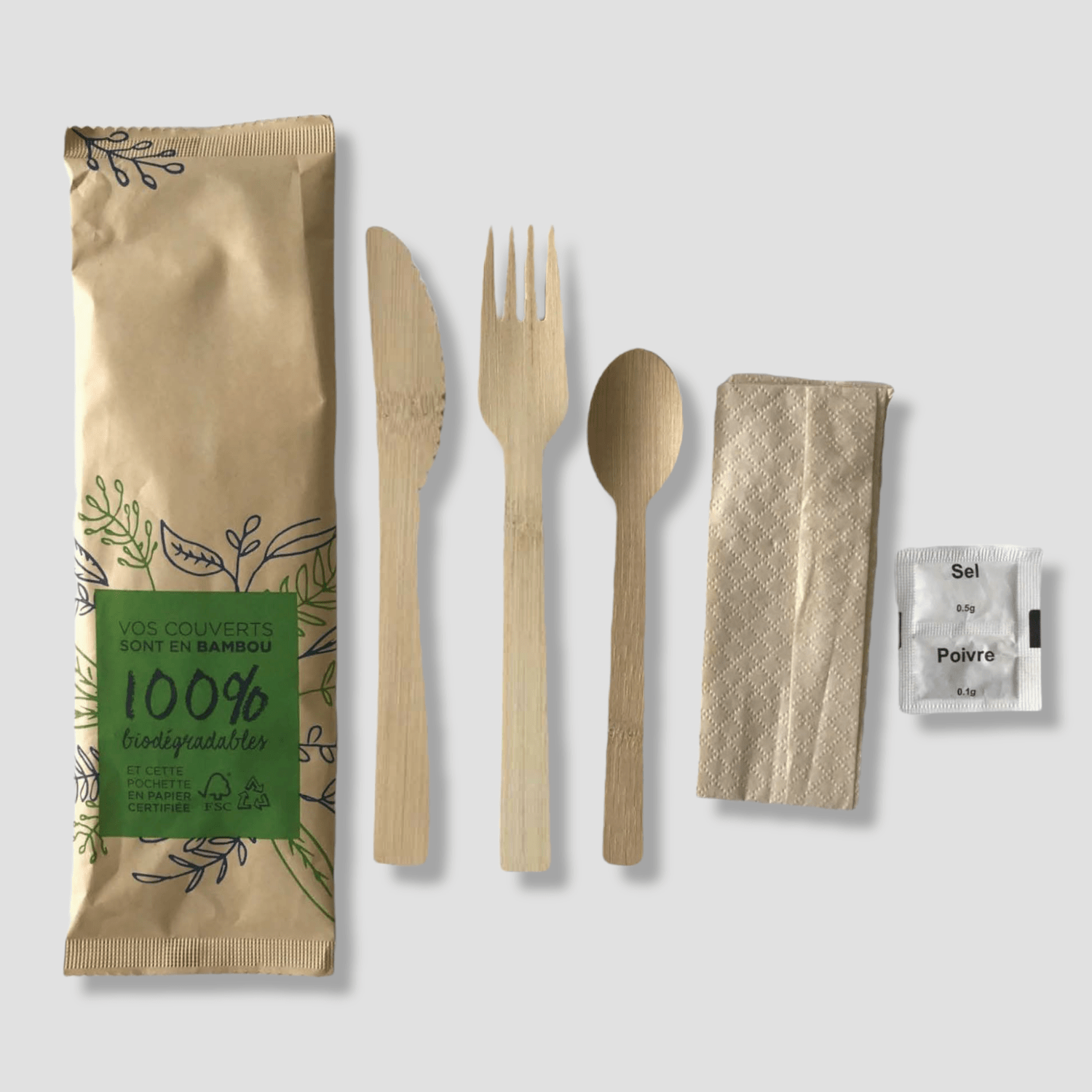 Disposable bamboo cutlery (as a set or individually) Directecogreen