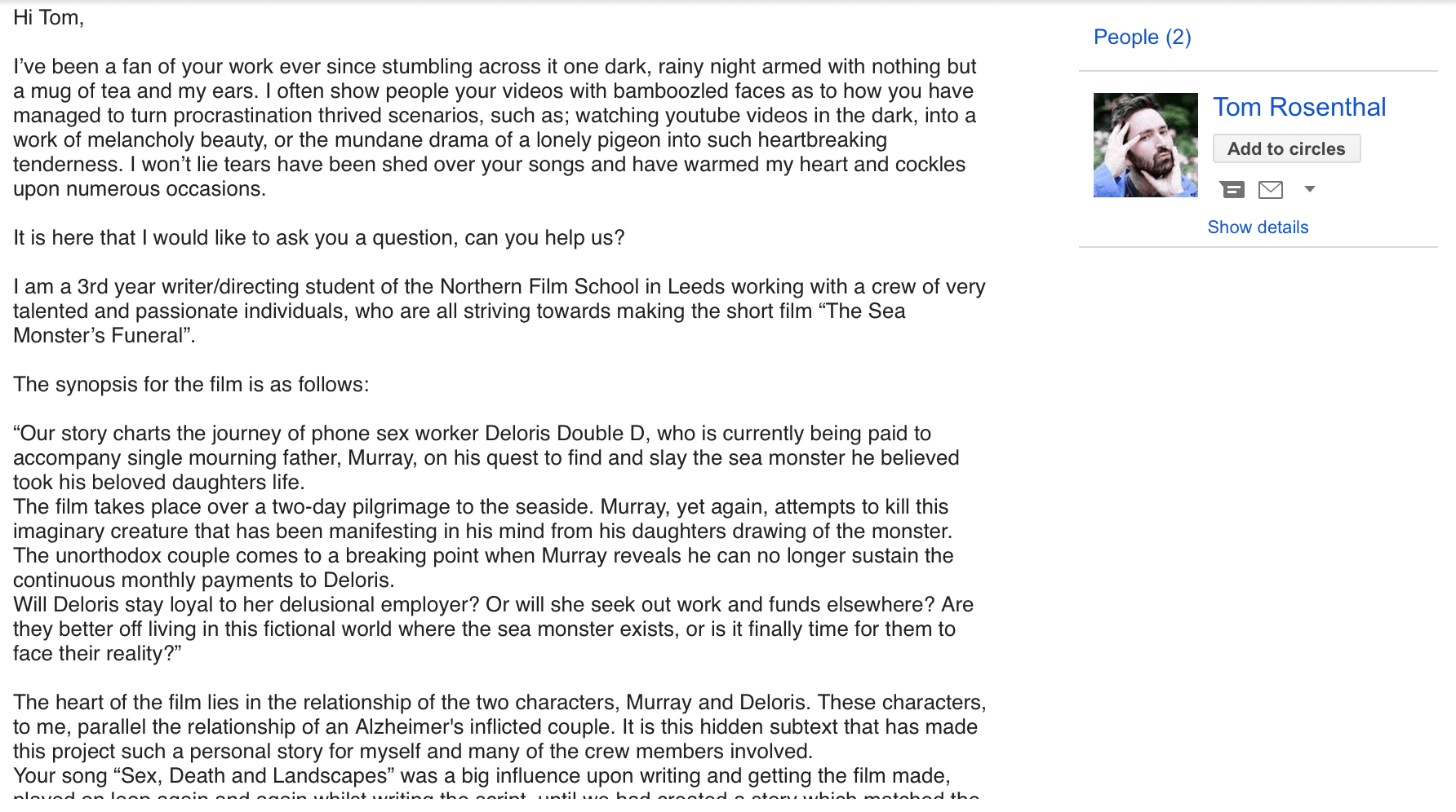 tom email directingseamonsters