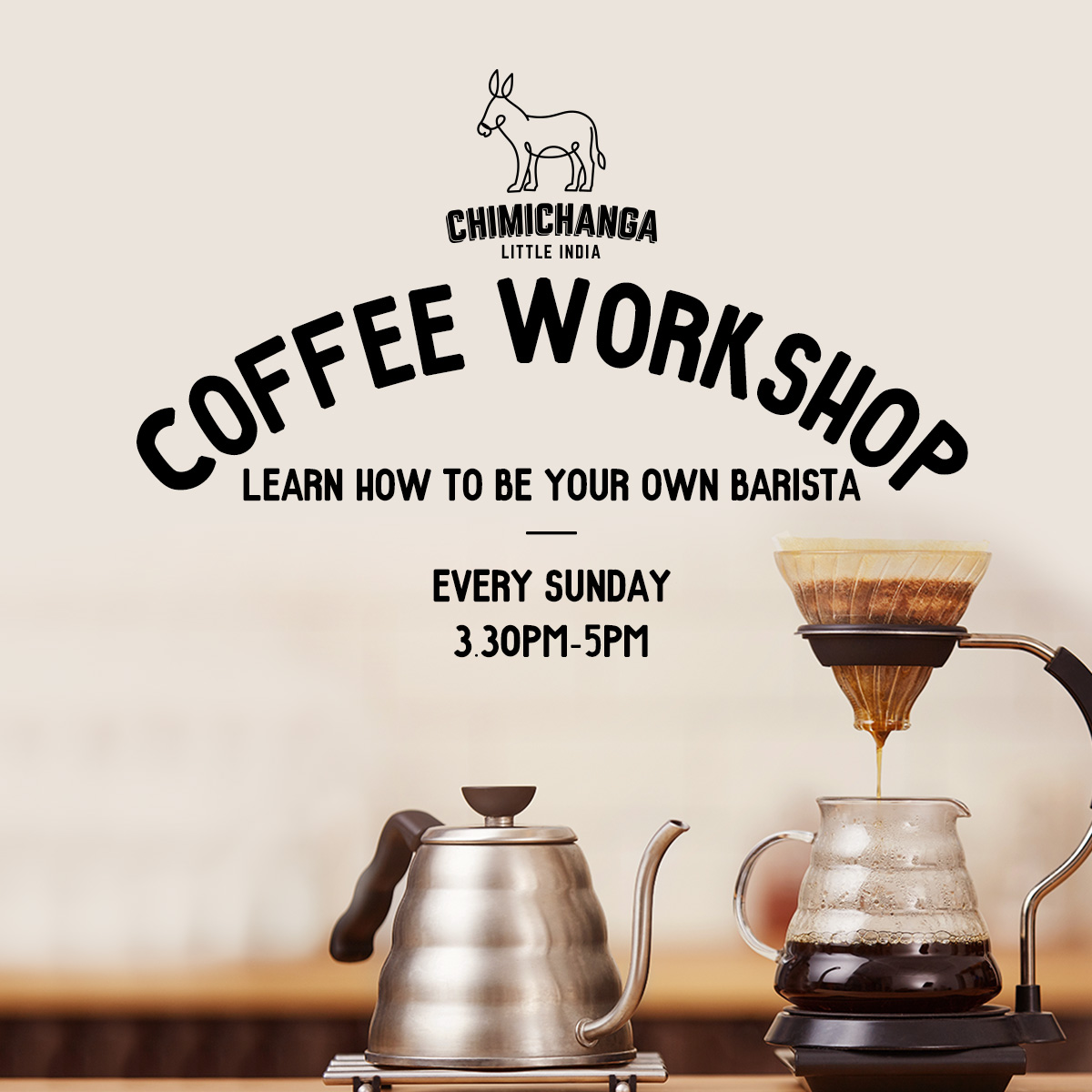 Neon Donkey’s Coffee with Chimichanga Little India Coconuts