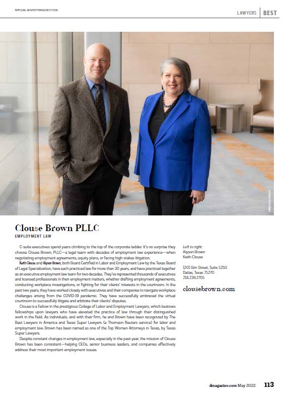 Keith A. Clouse Labor & Employment Dallas D Magazine Directories