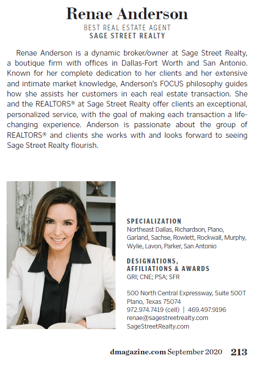 Renae Anderson Real Estate Agent Plano D Magazine Directories