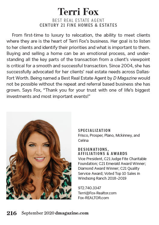 Terri Fox Real Estate Agent Frisco D Magazine Directories