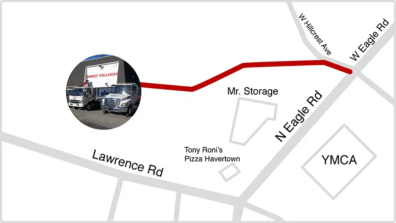 Directions to Direct Paint and Collision in Havertown PA