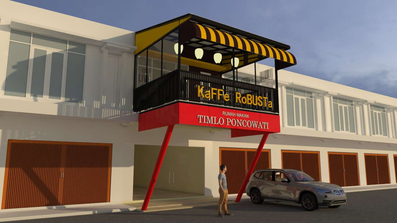 desain cafe ruko 2 lantai diro karya