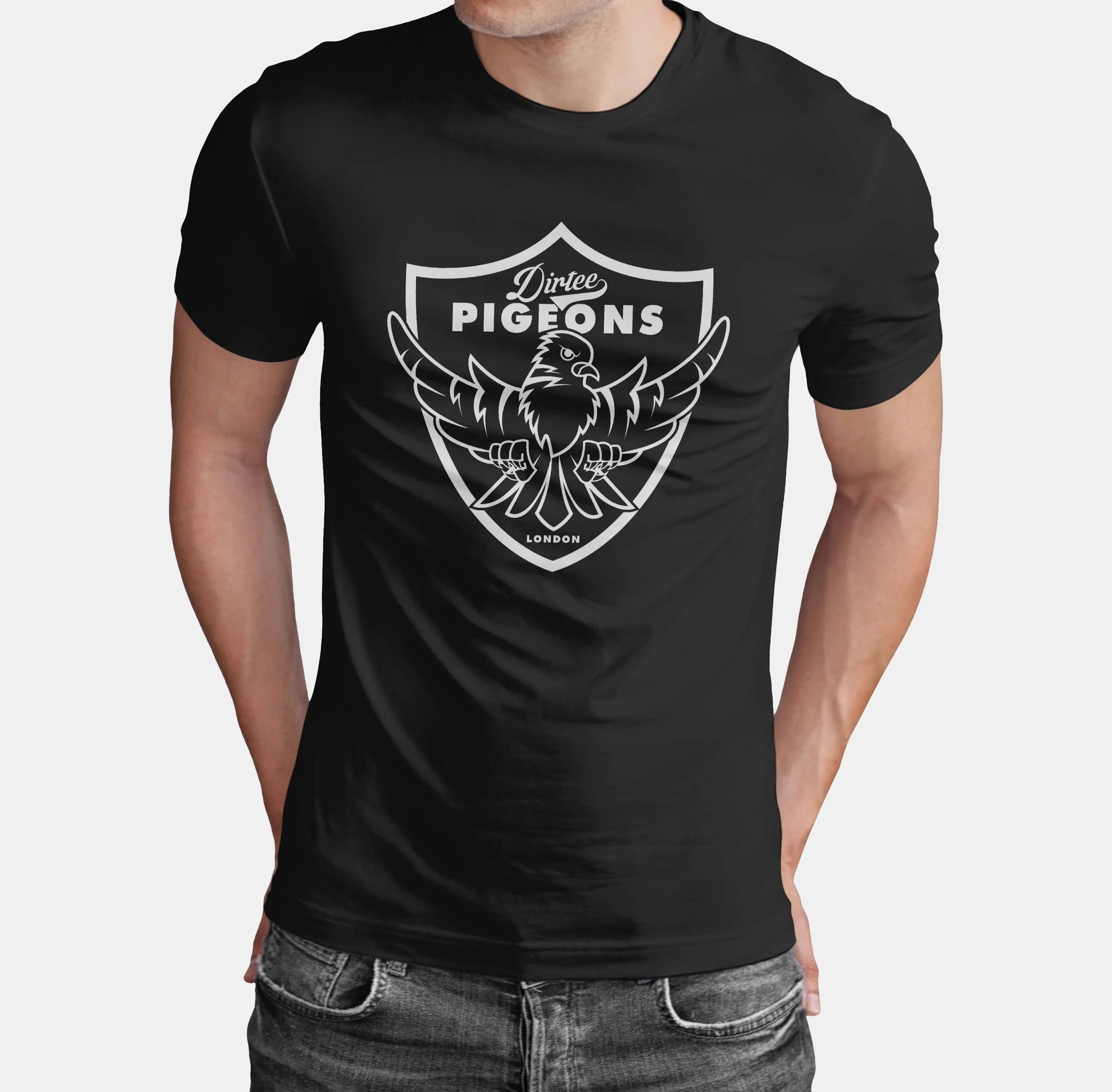 Dirtee Pigeons Varsity Black Tshirt