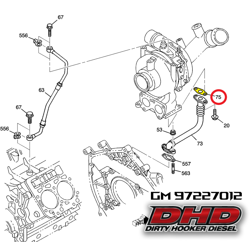 GM 97227012 Duramax Upper Turbo Oil Drain Gasket at Turbocharger 20012010