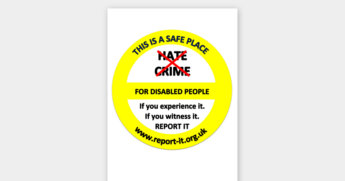 Printable sign This is a safe place Disability Equality North West