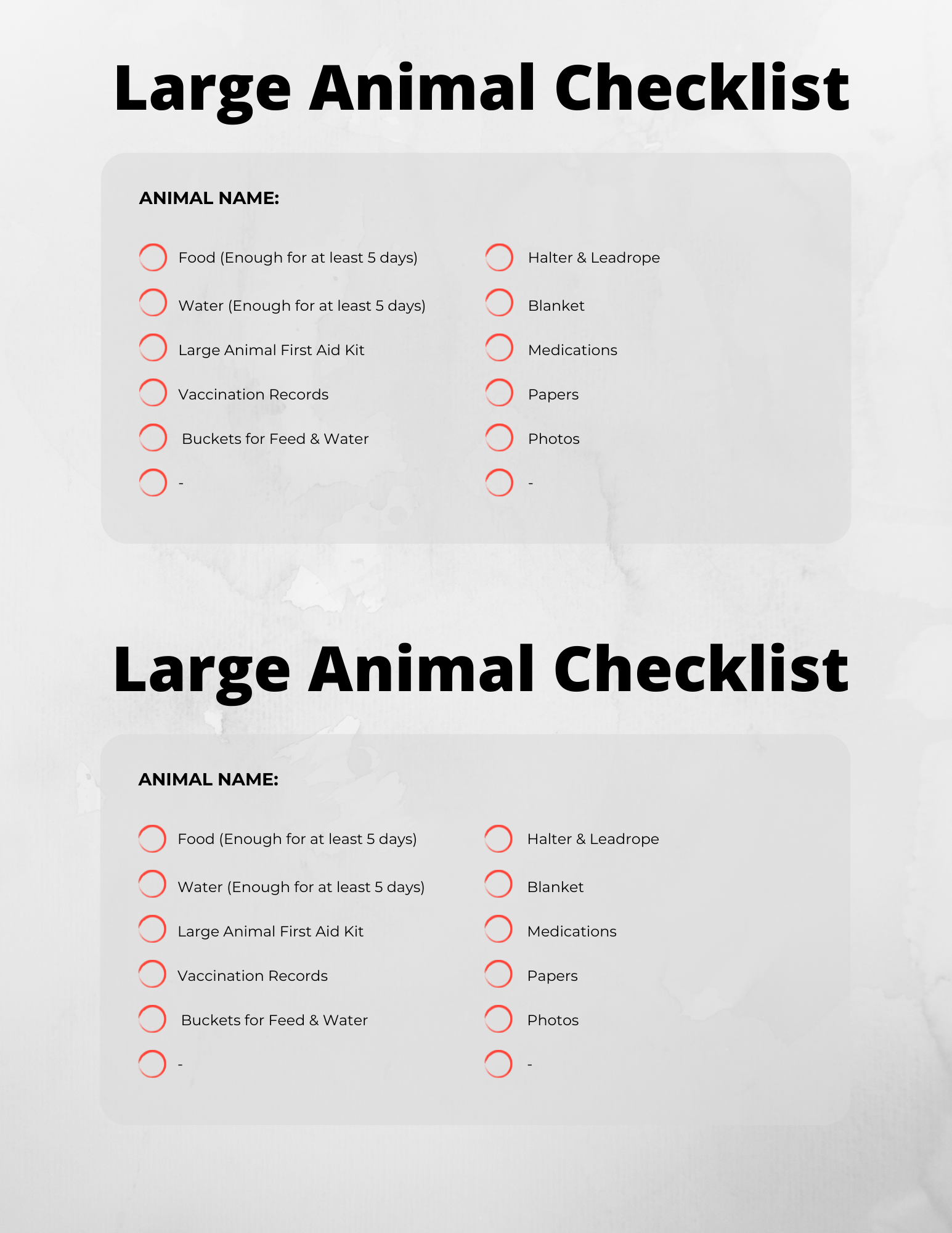 Large Animal Disaster Prep Center