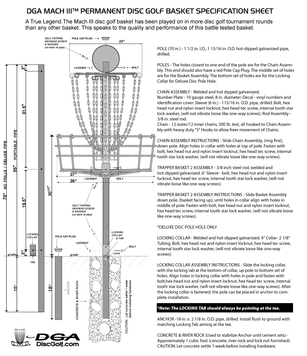 Mach 3 Permanent Disc Golf Basket