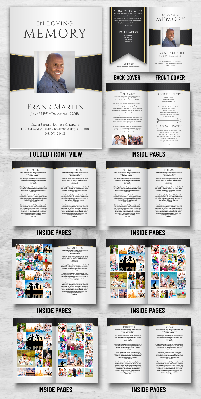 16 Page Funeral Program 2001 DisciplePress Memorial & Funeral