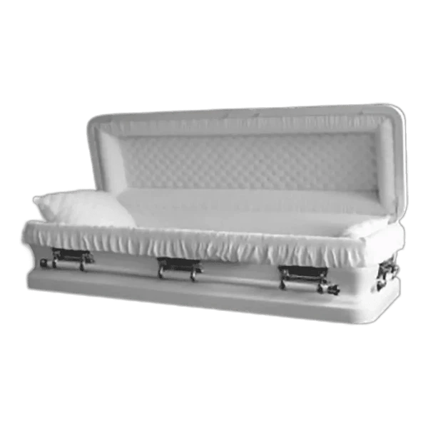 White/Silver Casket Full Couch Discount Caskets Discount Caskets