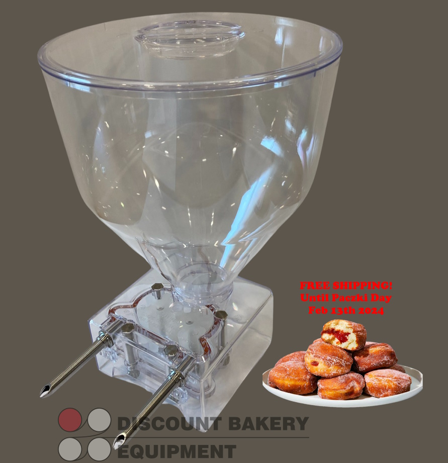 6qt Donut Filler Hopper for Edhard Powerbases, Includes (2) S/S Spouts