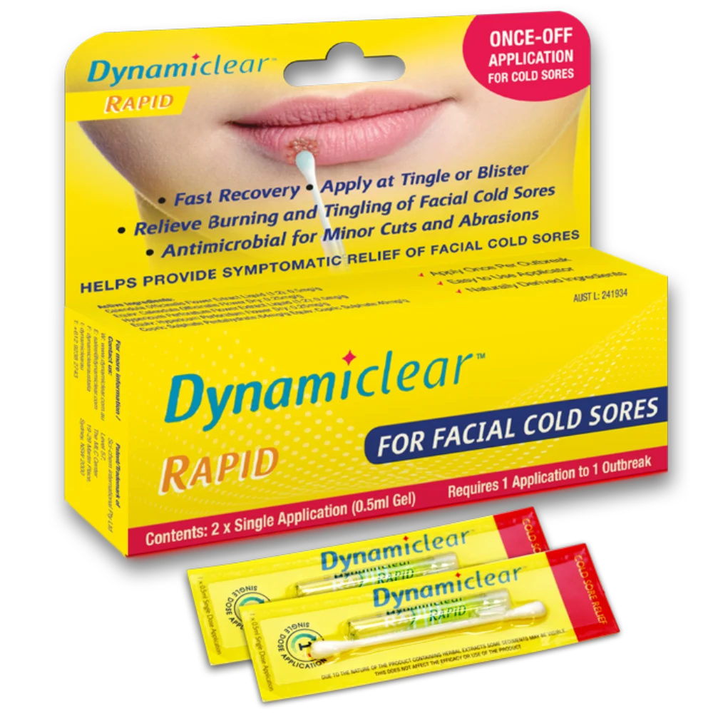 Dynamiclear Rapid Single Dose Cold Sore Relief 0.5mL Twin Pack