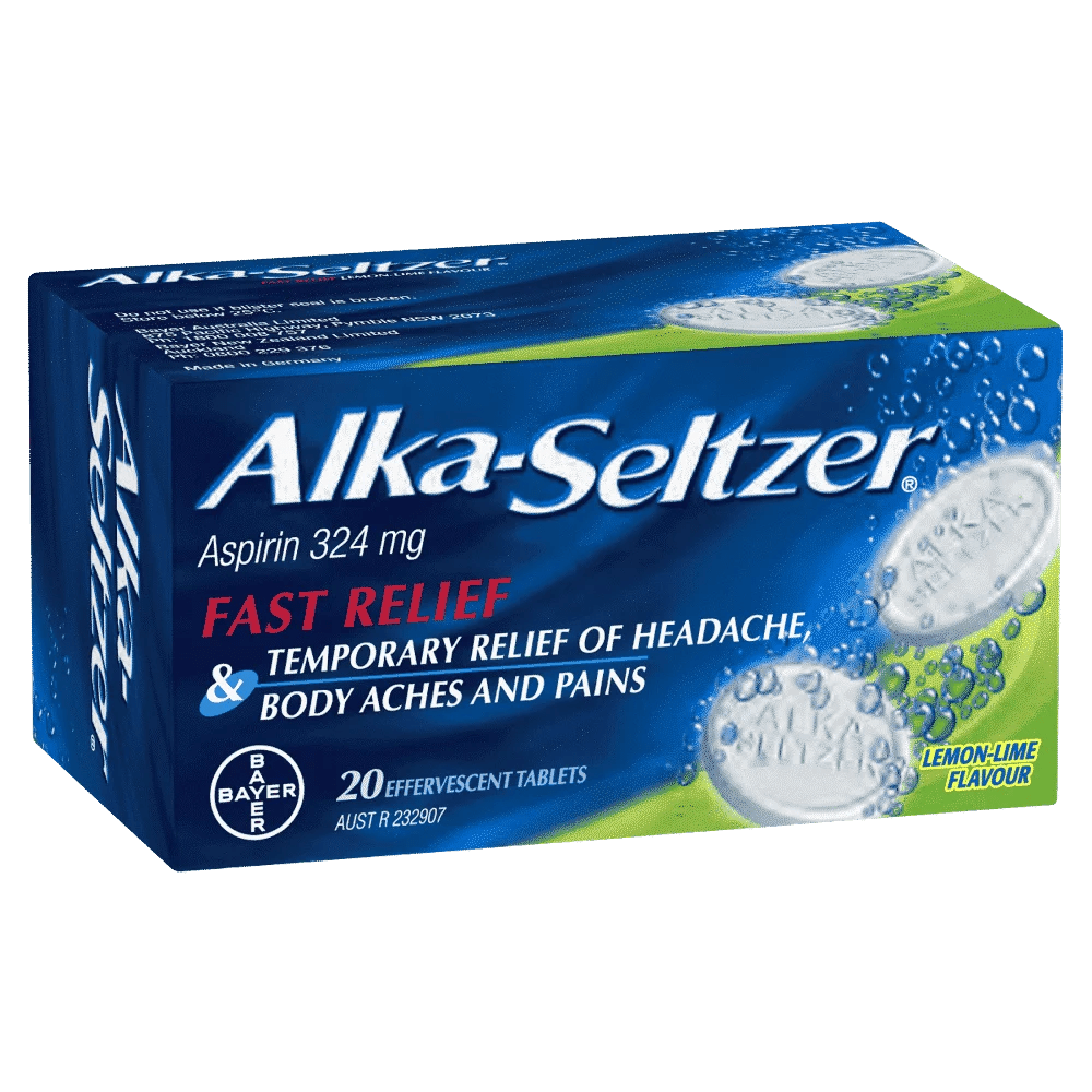 AlkaSeltzer Pain Relief 20 Effervescent Tablets LemonLime