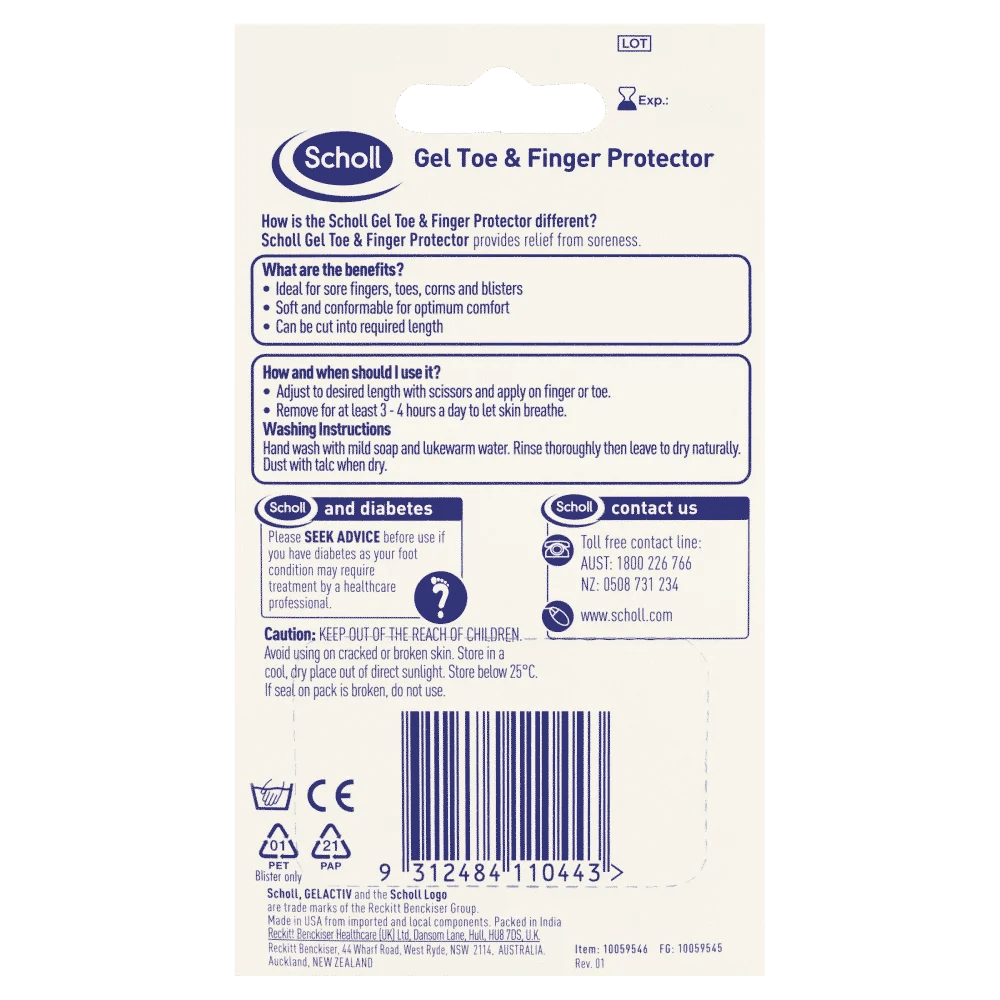 Scholl Toe & Finger Gel Protector Discount Chemist