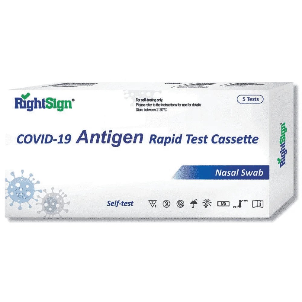 RightSign COVID19 Antigen Rapid Self Test Cassette (Nasal Swab) 5pk