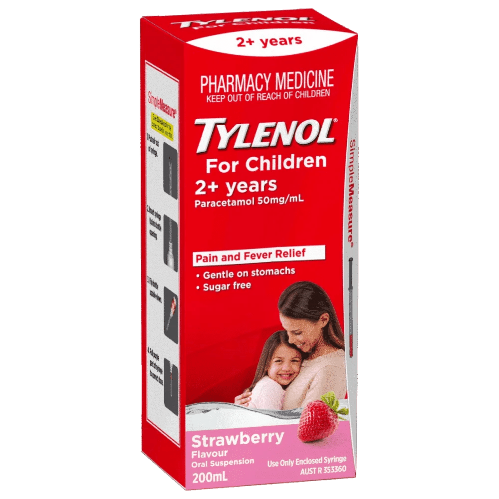 Tylenol Pain & Fever Relief for Children 2+ Years 200mL Strawberry