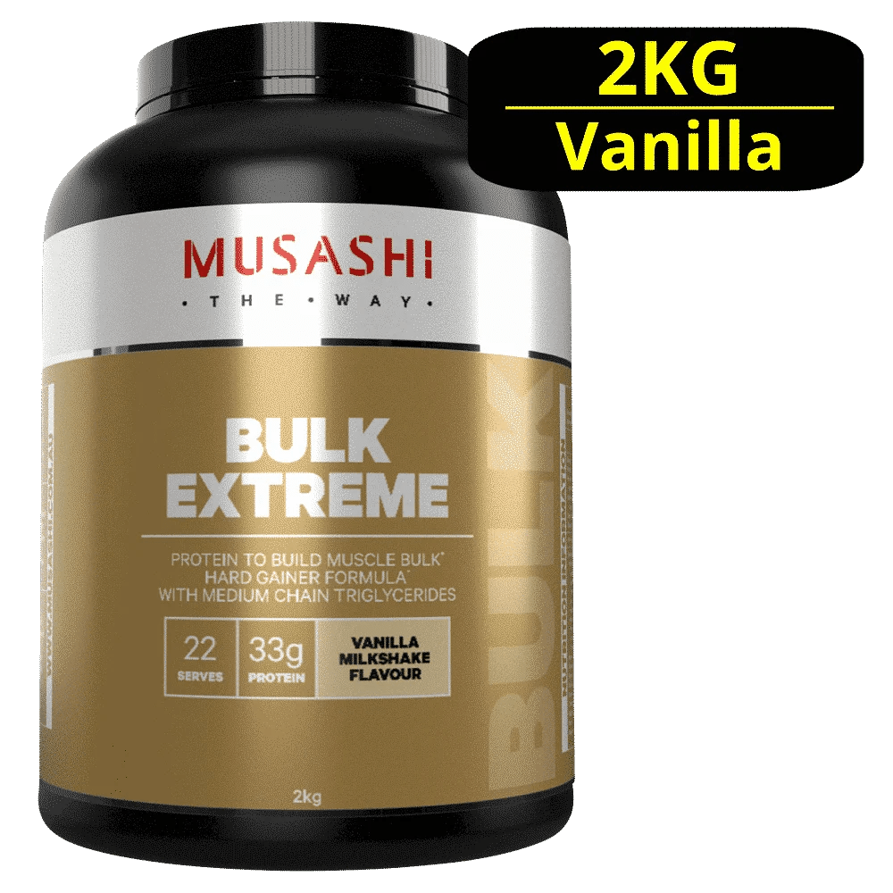 MUSASHI Bulk Extreme 2KG Protein Powder Vanilla Milkshake Discount