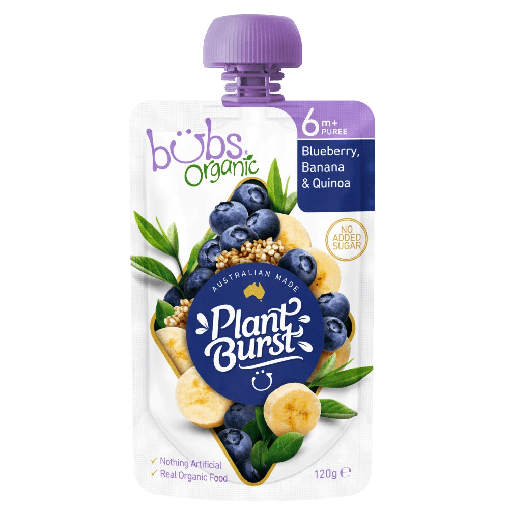 Bubs Organic Plant Burst 120g Blueberry, Banana & Quinoa Flavour