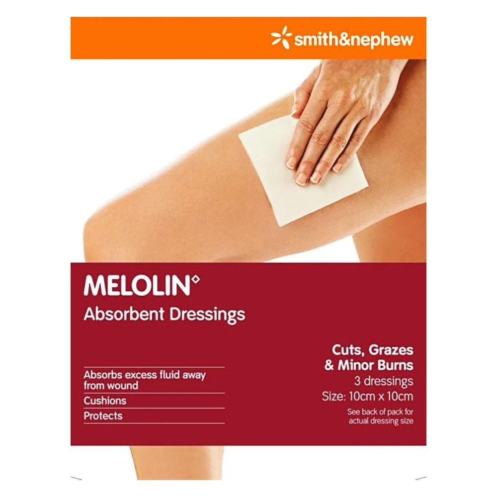 MELOLIN Absorbent Dressings 3 Pack (10cm x 10cm) Discount Chemist