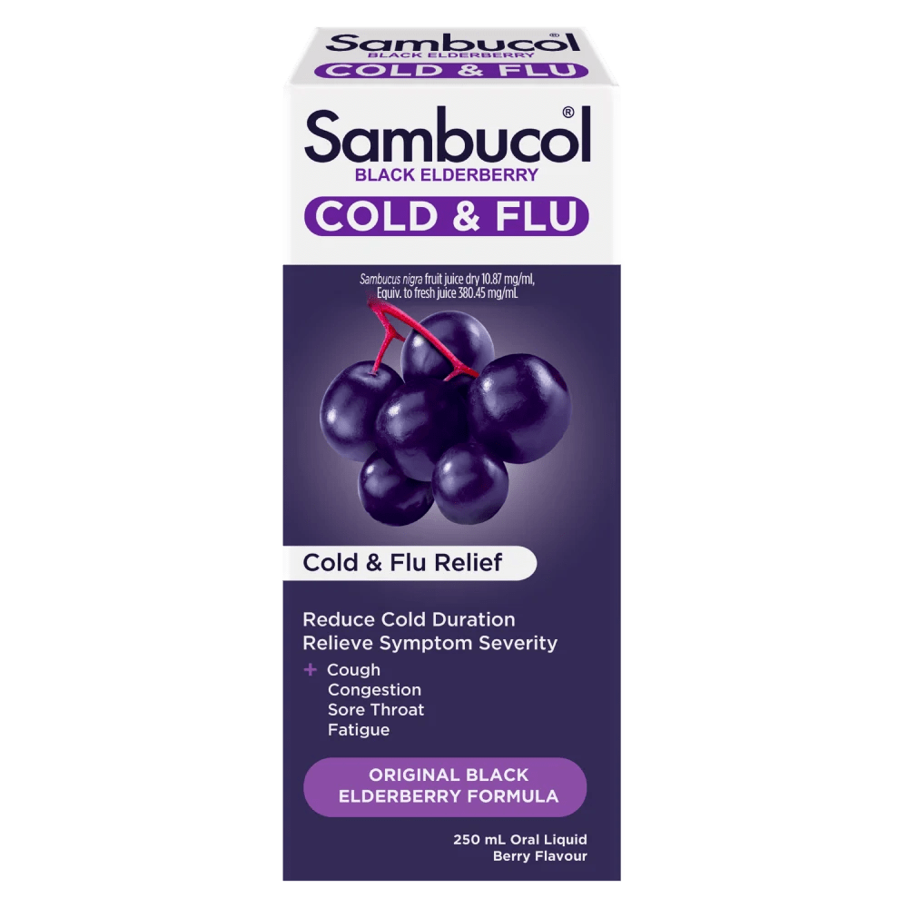 Sambucol Cold and Flu Black Elderberry 250mL Discount Chemist