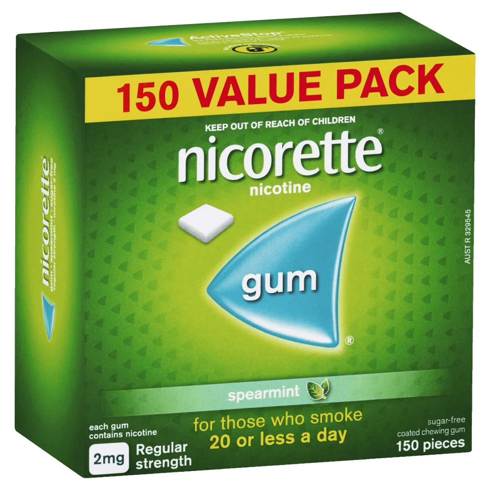 Nicorette Gum Nicotine 2mg Value Pack 150 Pieces Spearmint Discount