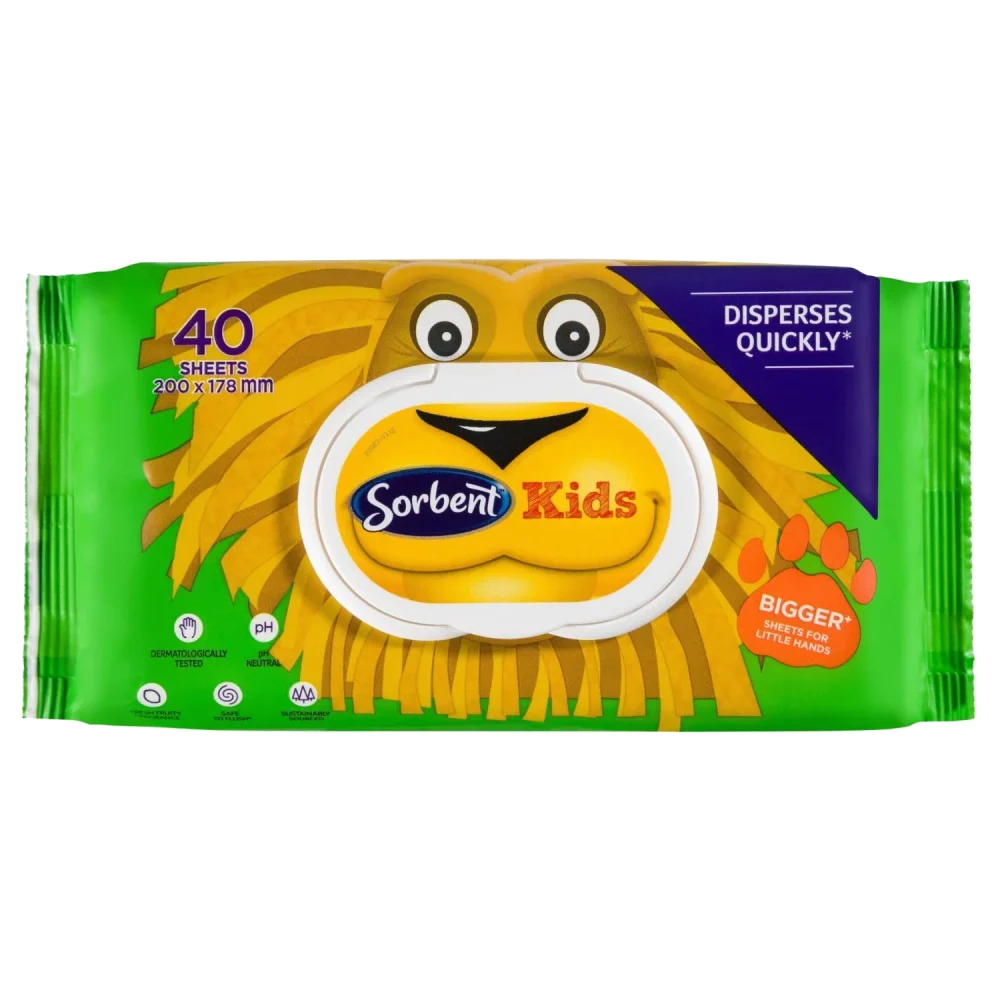 Sorbent Kids Flushable Wipes 40 Pack Discount Chemist