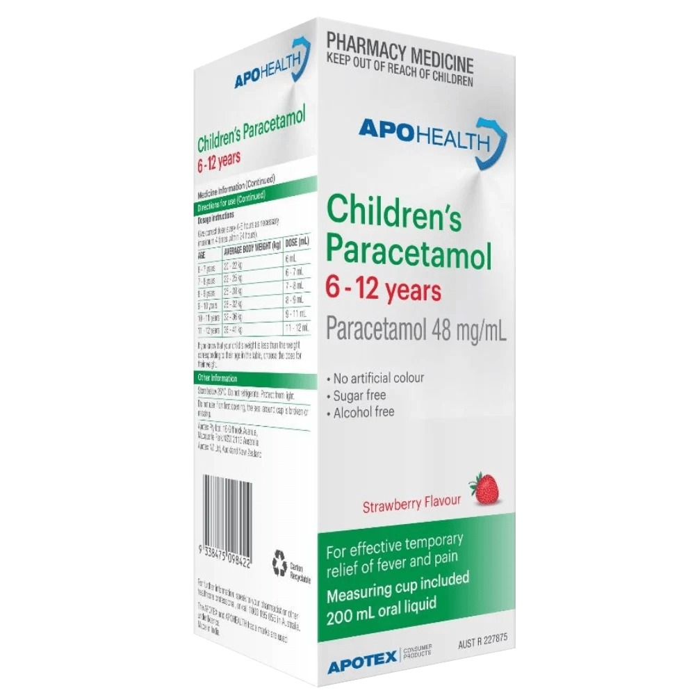 APOHEALTH Children's Paracetamol 612 Years 200mL Discount Chemist