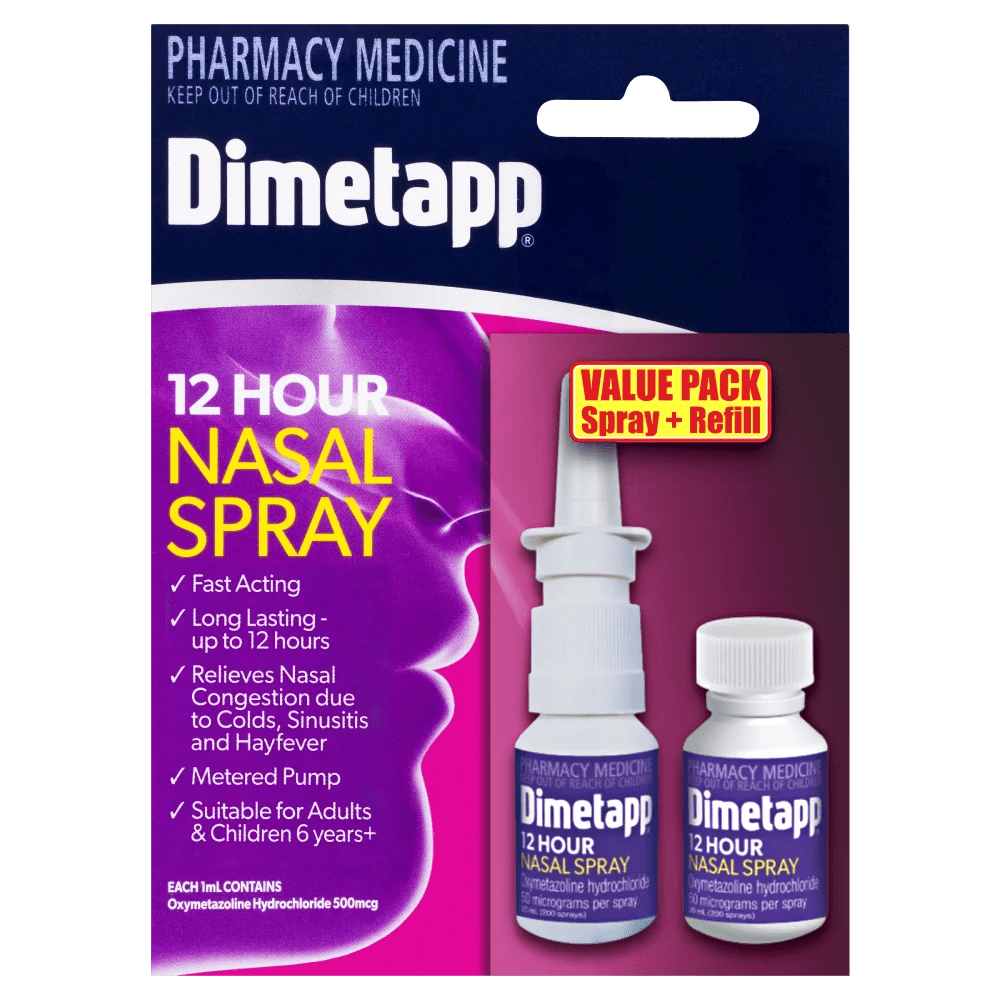 Dimetapp 12 Hour Nasal Spray + Refill Value Pack 2 x 20mL Discount