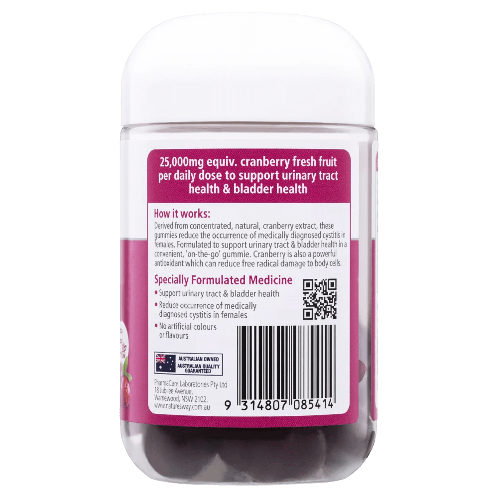 Nature's Way Medicinal Vita Gummies Cranberry Urinary Tract 25,000mg 30 Pastilles Discount Chemist